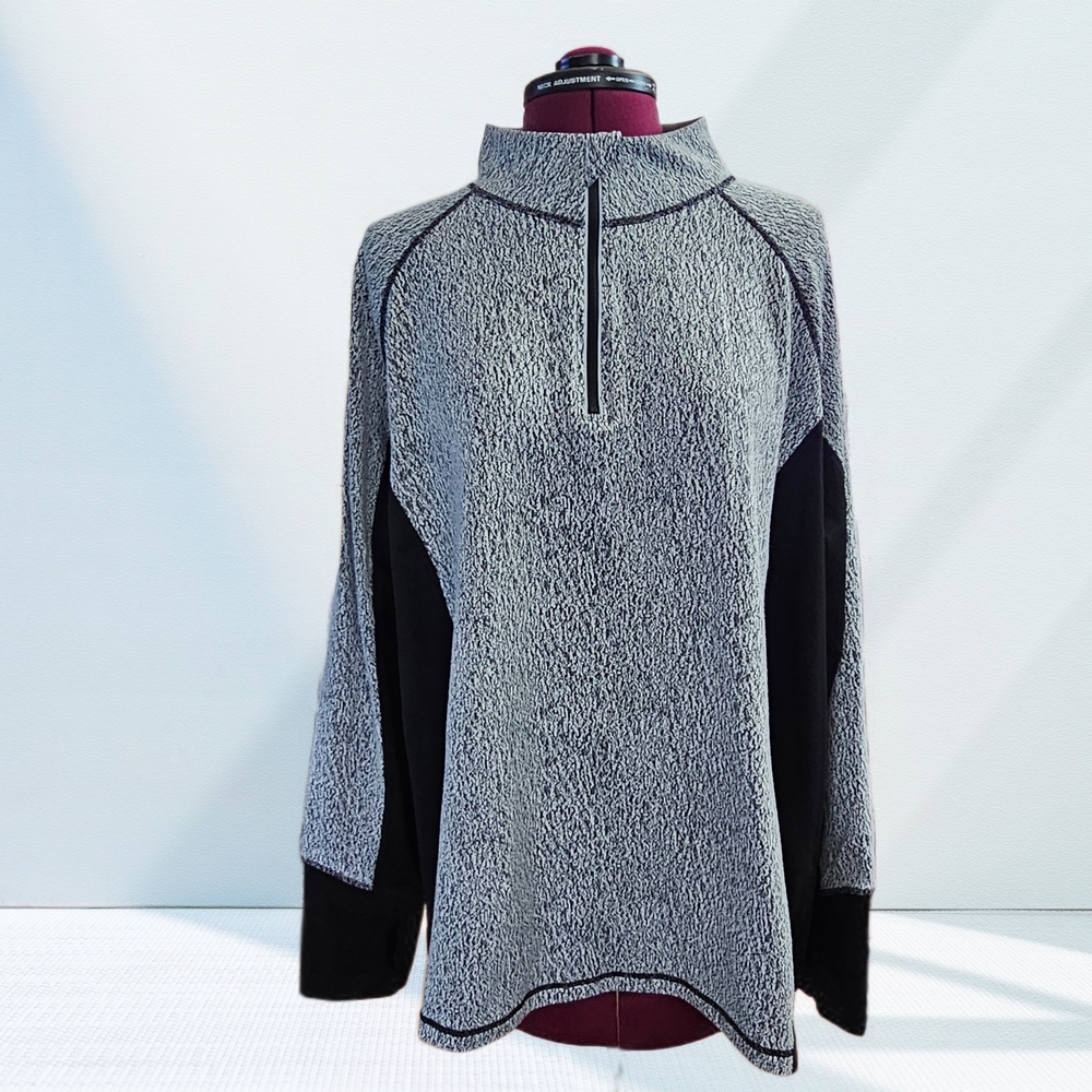 Ideology Heather Gray and Black 1/4 Zip Pullover Womens 3X